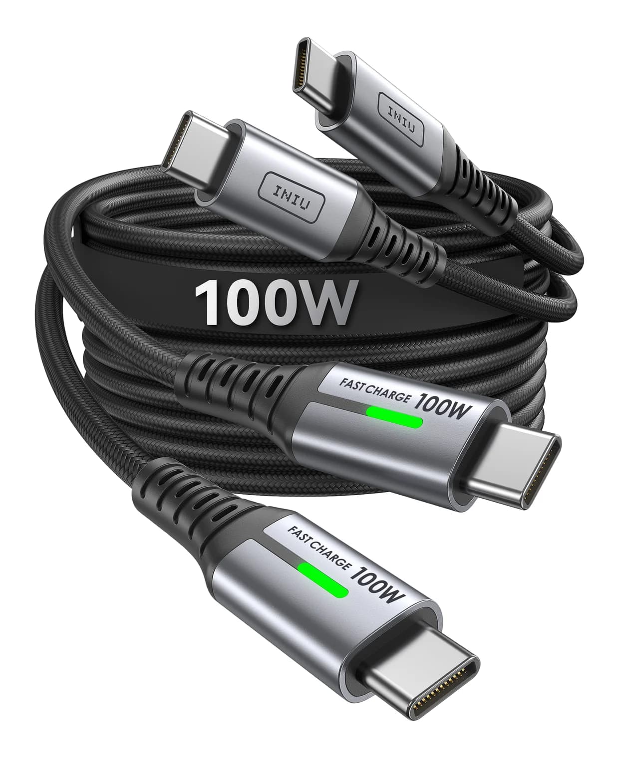 INIU 100W USB-C to USB-C Cable (6.6 ft, 2-Pack)