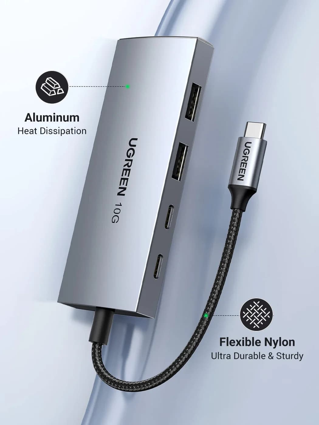 UGREEN USB-C Hub 10Gbps (4-Port, 2x USB-C + 2x USB-A)