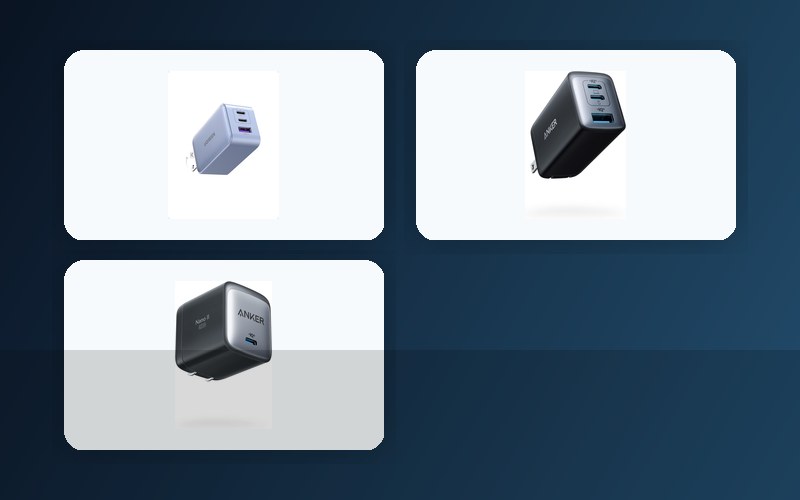 Product collage of reviewed USB-C wall chargers