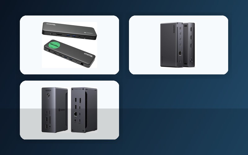 Product collage of reviewed Thunderbolt docking stations